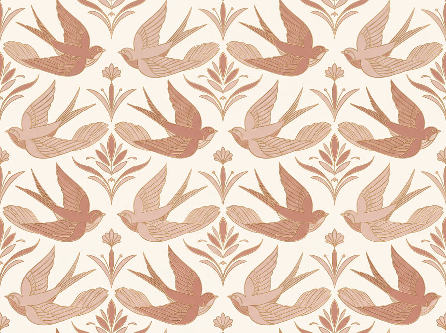 Blush Swallow Animal Mural