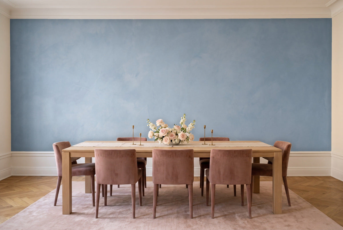 Light Blue Plaster Texture Mural in a dining room