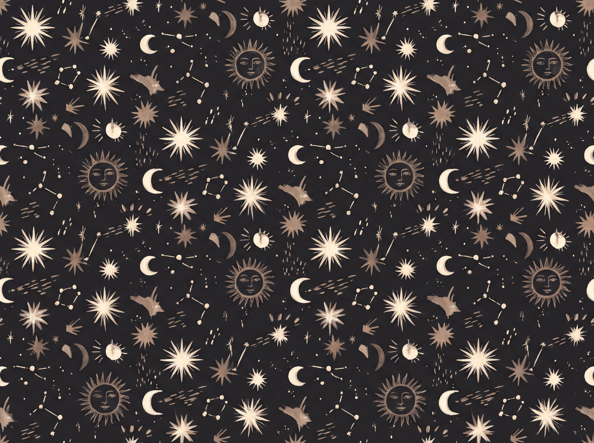 Charcoal Stars Celestial Mural placed in your room