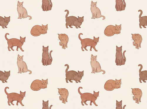 Clay Cat Animal Mural sample on the real paper