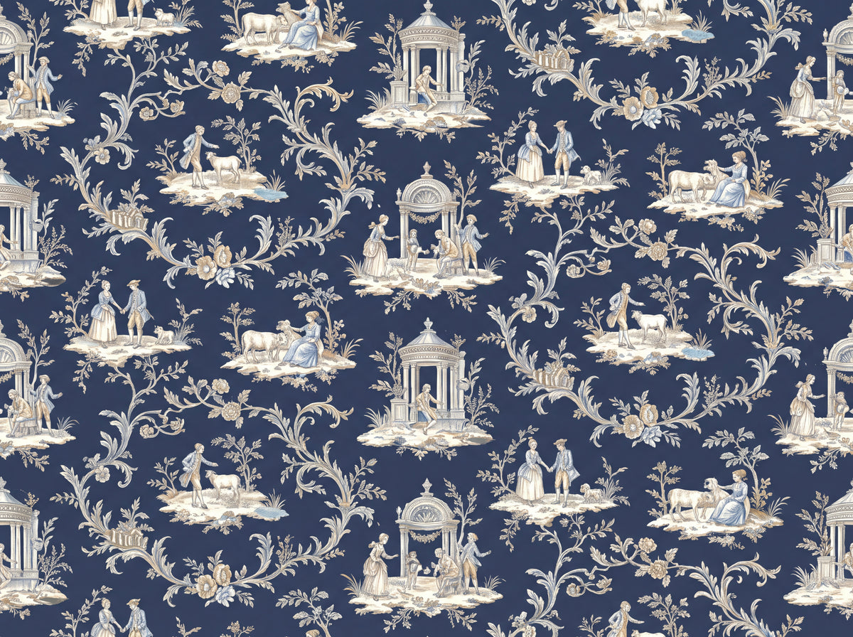 Navy Toile Mural design