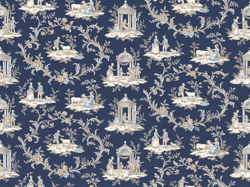 Navy Toile Mural design