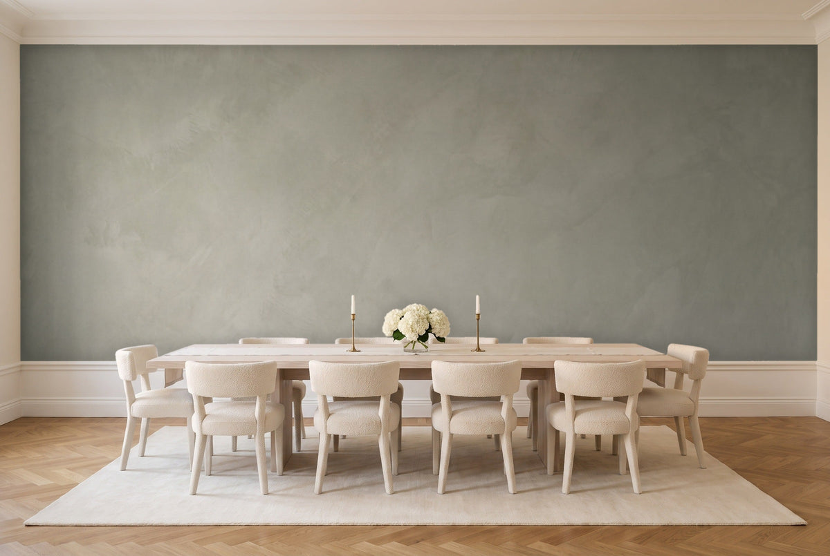 Sage Plaster Texture Mural in a dining room