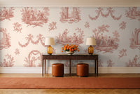 Blush Toile Mural in an entryway