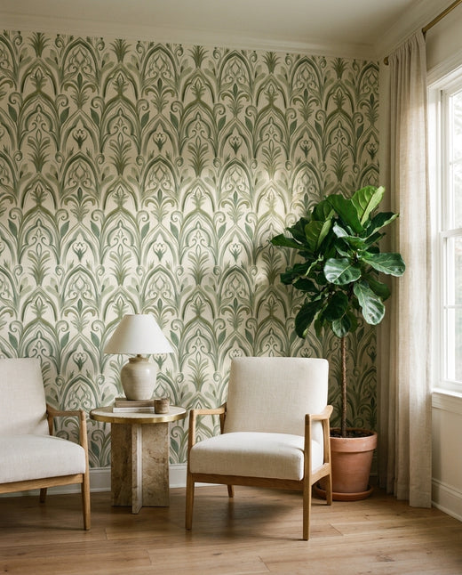 Green Brushstroke Abstract Mural
