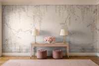 Cream Wisteria Floral Mural in an entryway