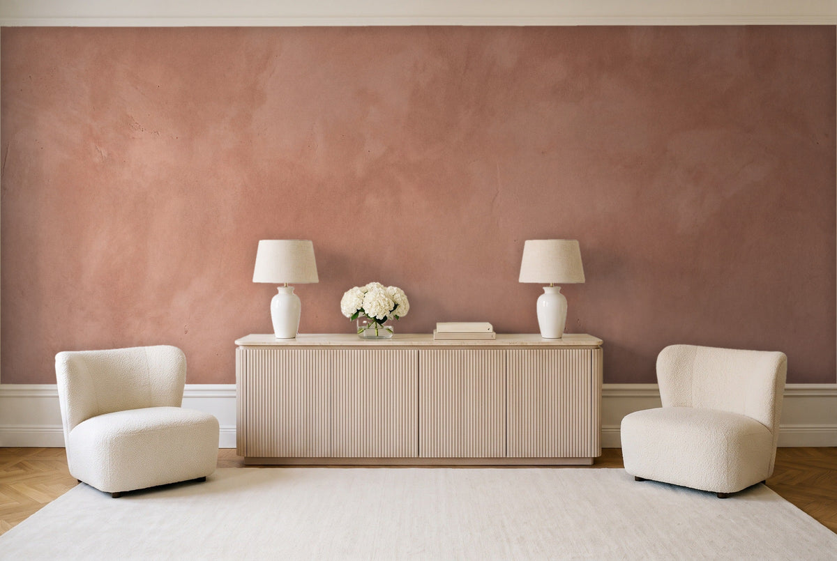 Terracotta Plaster Texture Mural in a living room