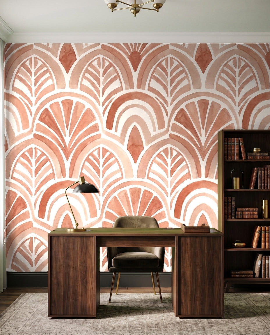 Terracotta Art Deco Mural on a feature wall