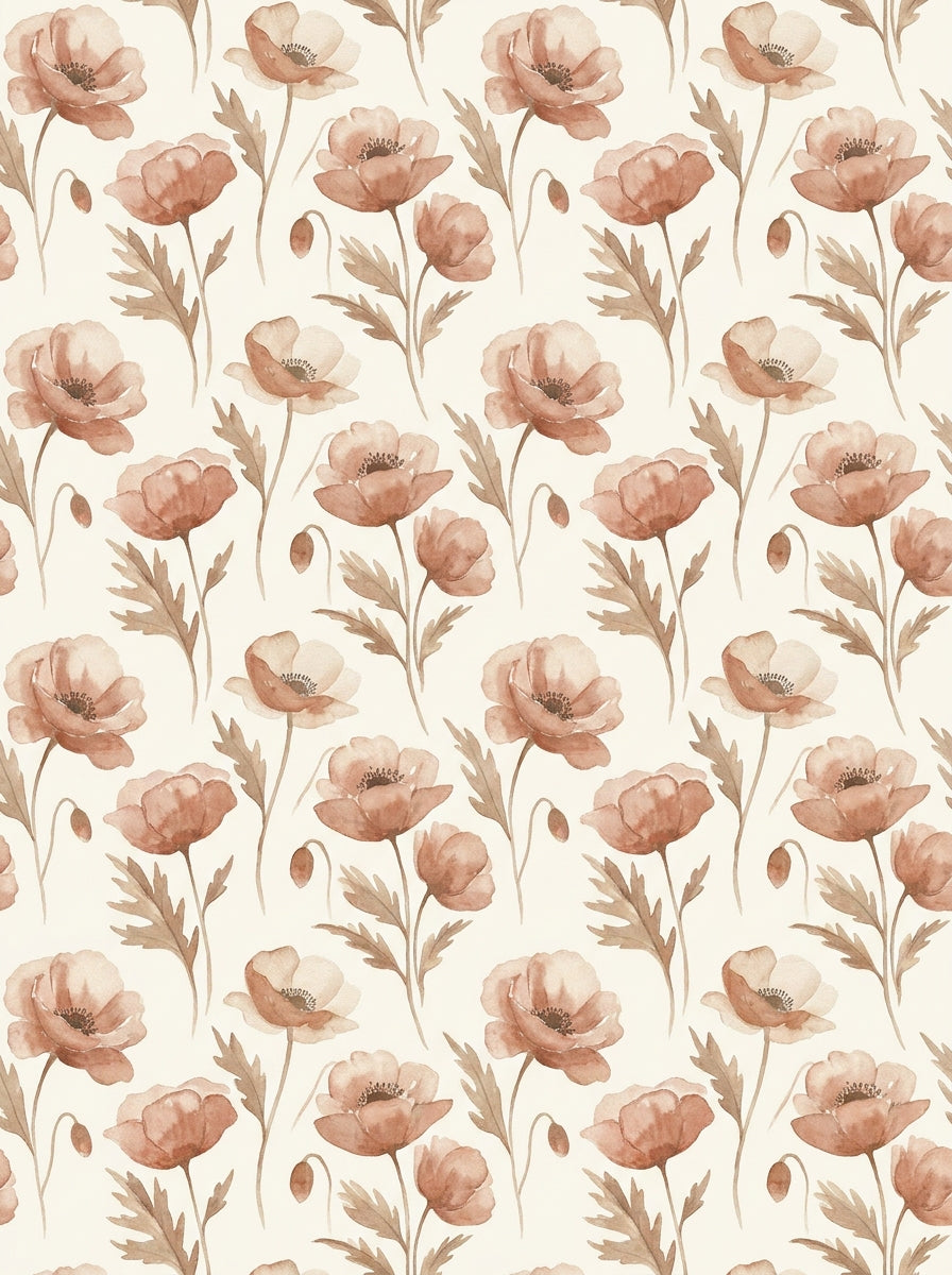 Blush Poppy Floral Mural design