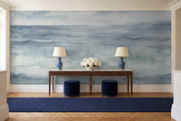 Blue Ocean Landscape Mural in an entryway