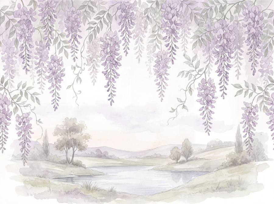 Lilac Wisteria Floral Mural