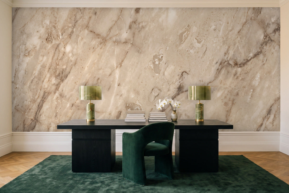 Beige Marble Mural in a home office