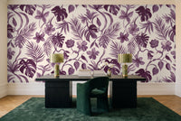 Purple Jungle Tropical Mural in a home office