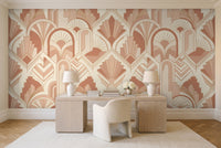 Blush Art Deco Mural in a home office