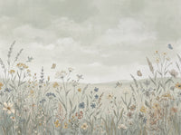 Sage Wildflower Meadow Floral Mural design