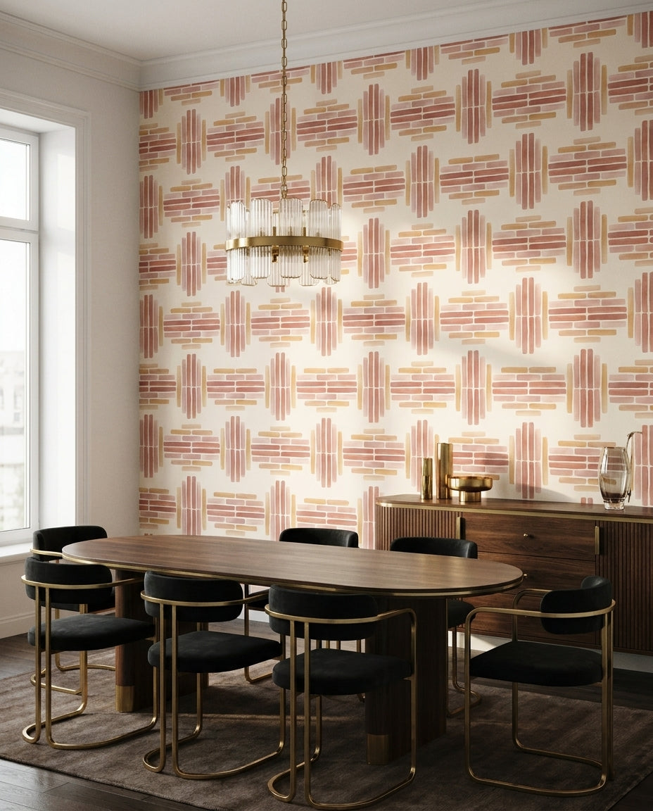 Blush Brick Brick Mural on a feature wall