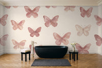 Pink Butterfly Mural in a bathroom