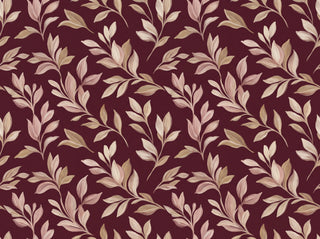 Burgundy Leaf Botanical Mural sample