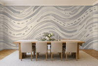 Grey Stripe Mural in a dining room