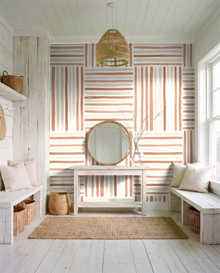 Clay Basketweave Mural on a feature wall