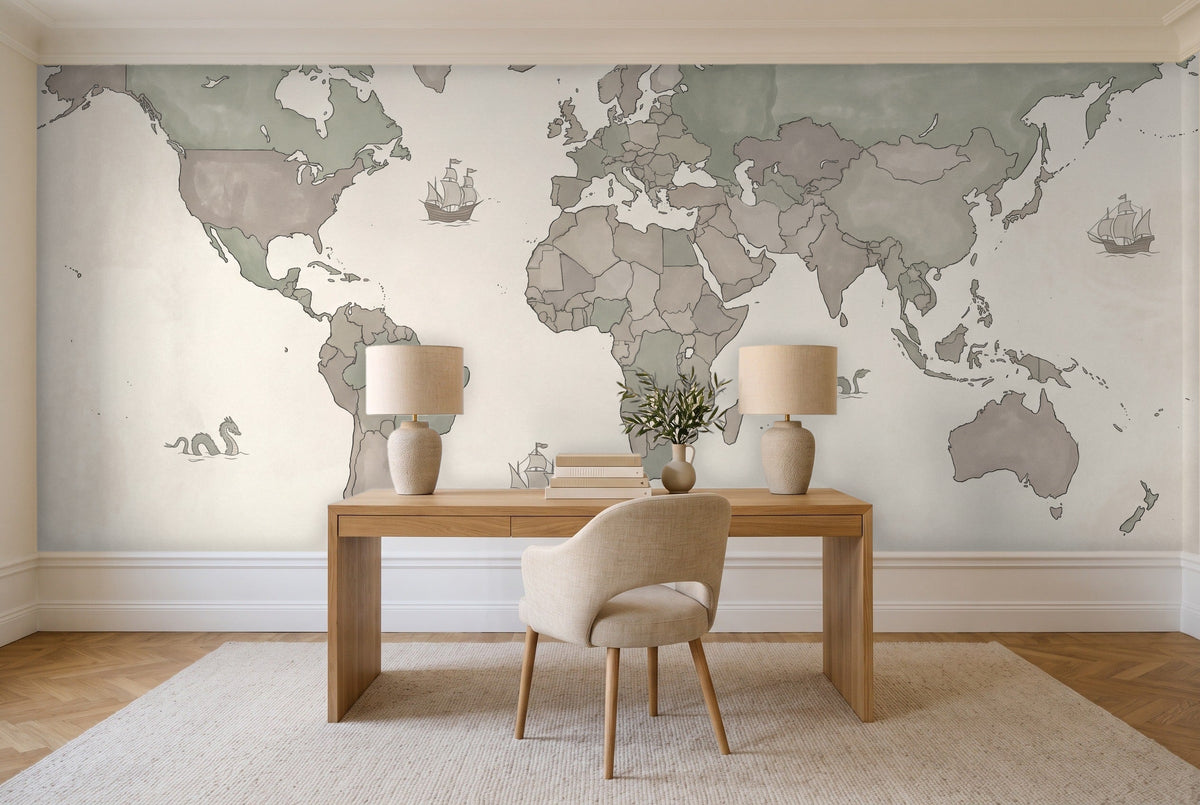 Sage World Map Map Mural