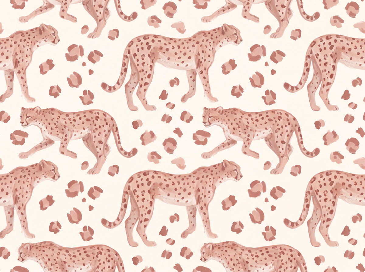 Blush Cheetah Animal Mural placed in your room