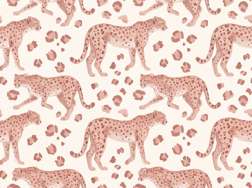 Blush Cheetah Animal Mural sample on the real paper