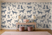 Blue Dog Animal Mural in an entryway