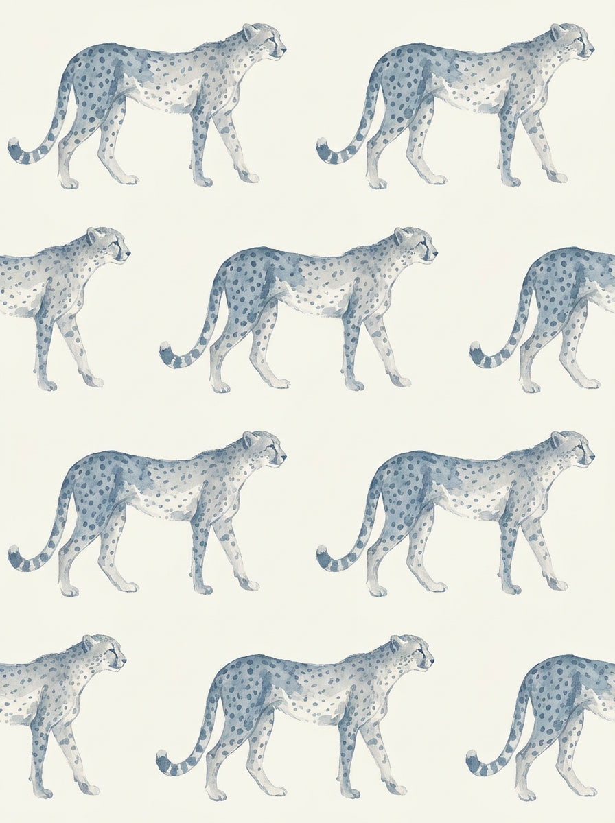 Blue-and-grey Cheetah Animal Mural design