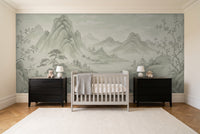 Sage Mountain Landscape Mural in a nursery