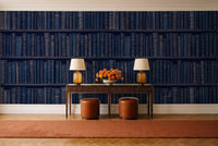 Navy Bookshelf Library Mural in an entryway
