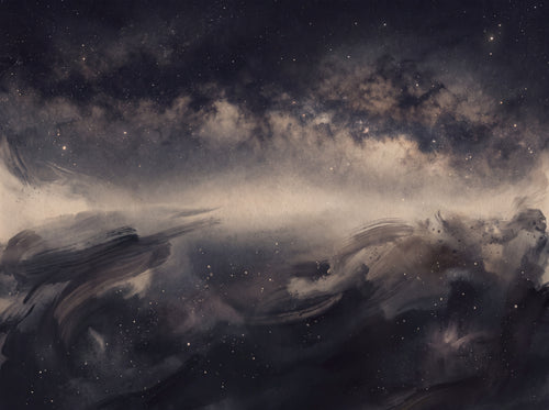 Black Galaxy Celestial Mural sample on the real paper