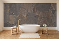 Charcoal Stone Mural in a bathroom