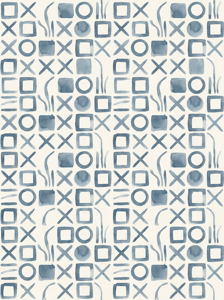 Blue Grid Geometric Mural design