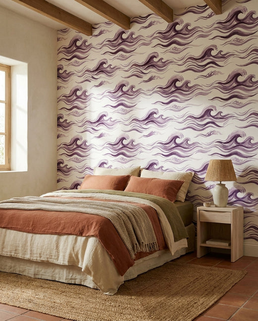 Purple Wave Abstract Mural