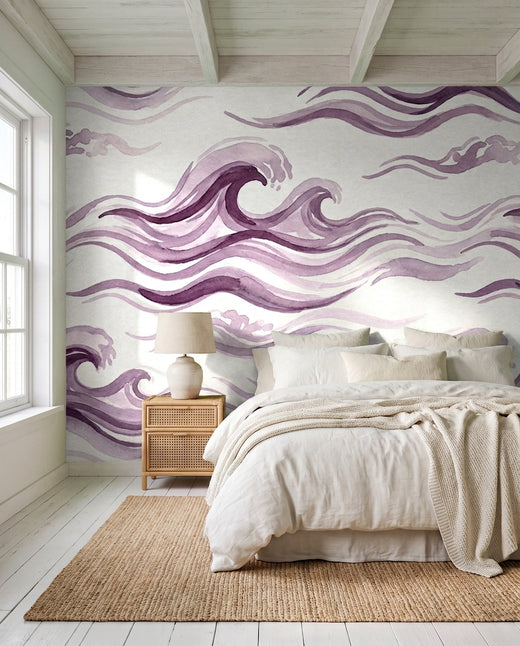 Purple Wave Abstract Mural