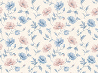 Blue And Pink Poppy Floral Mural design
