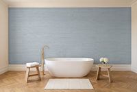 Light Blue Grasscloth Texture Mural in a bathroom