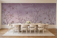 Purple Chinoiserie Garden Chinoiserie Mural in a dining room