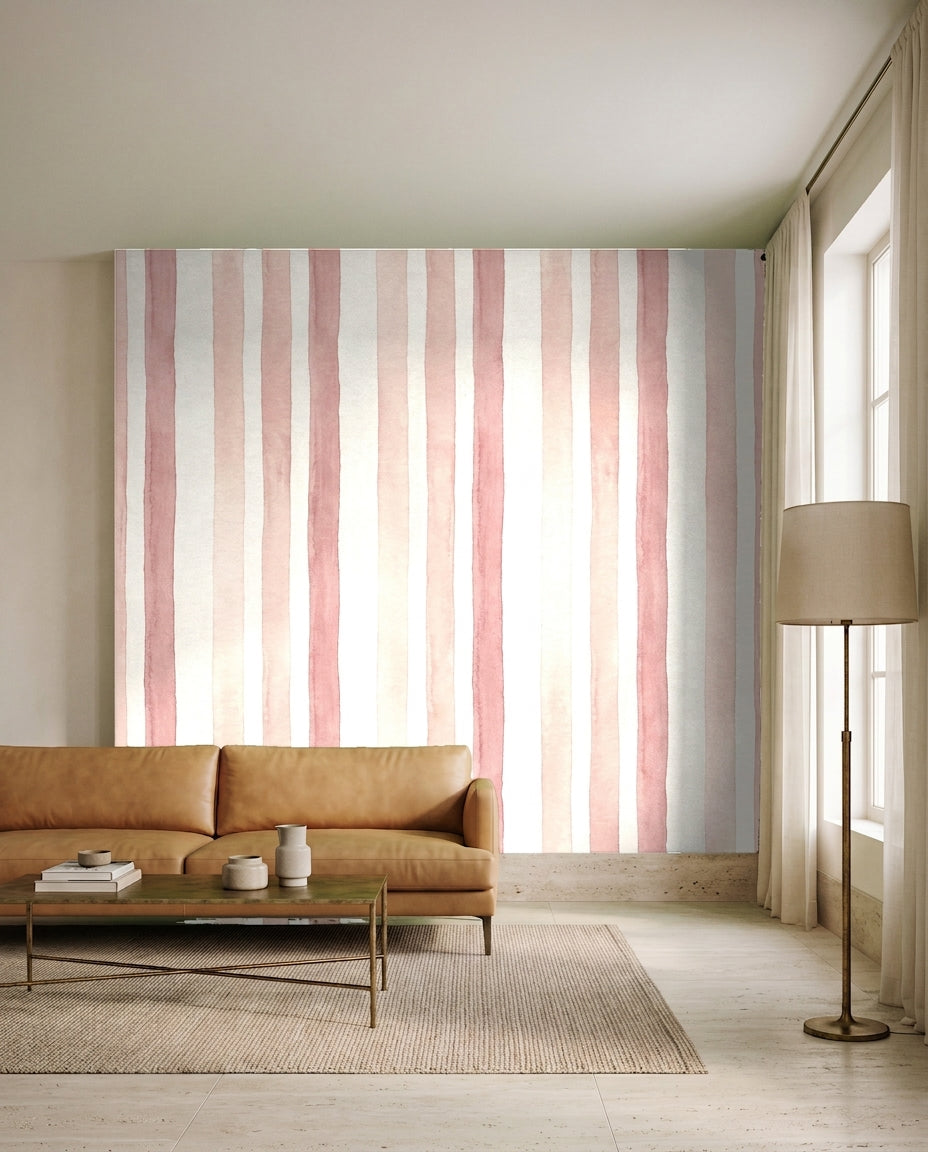 Pink Stripe Mural on a feature wall