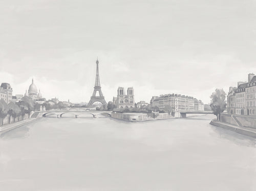 Grey Paris Cityscape Mural sample on the real paper