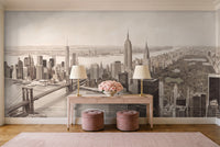 Beige New York Cityscape Mural in an entryway