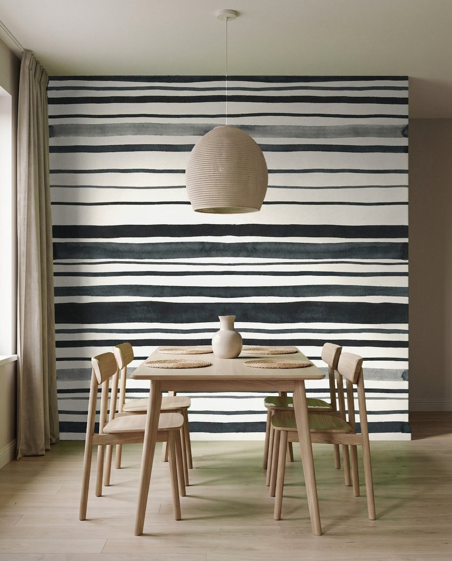 Black Stripe Mural on a feature wall