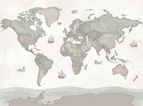 Sage World Map Map Mural sample on the real paper