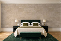 Beige Stone Mural in a bedroom