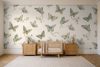 Green Butterfly Mural in a nursery