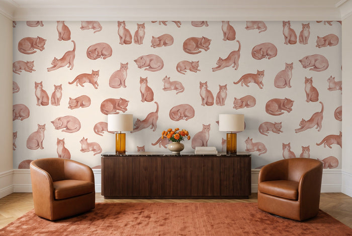 Blush Cat Animal Mural