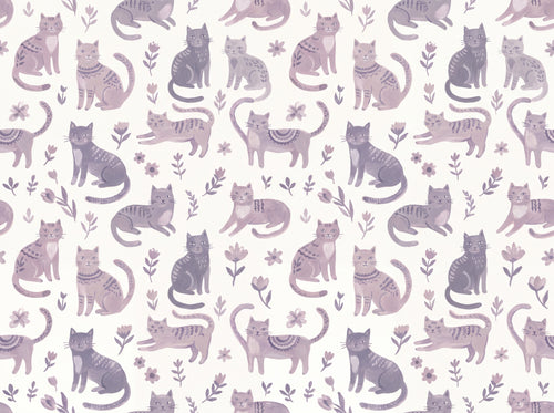 Lilac Cat Animal Mural sample on the real paper