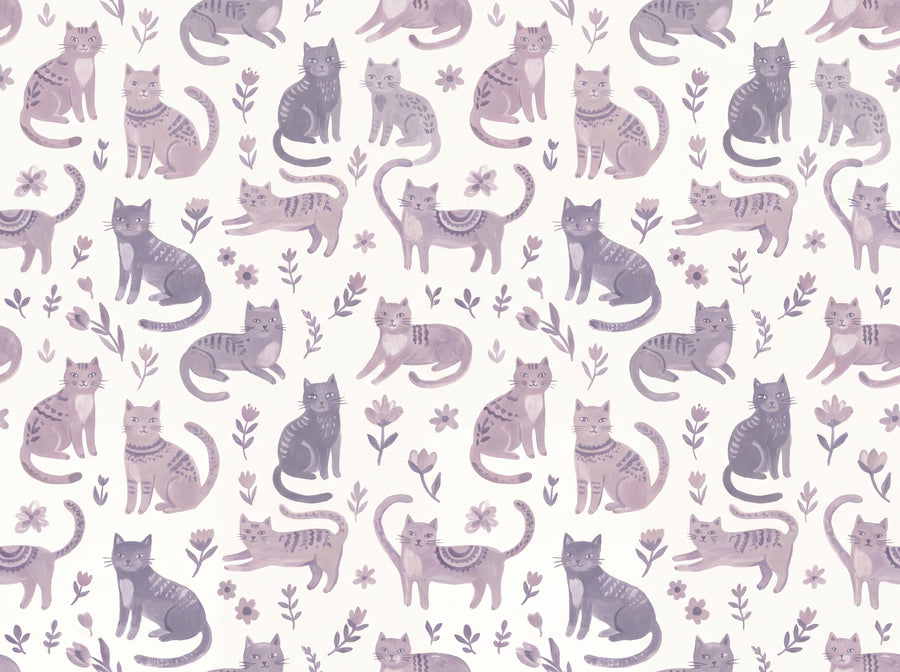 Lilac Cat Animal Mural