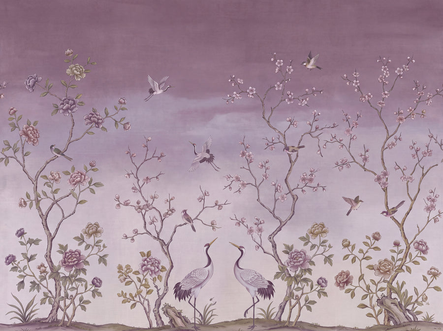 Purple Chinoiserie Garden Chinoiserie Mural